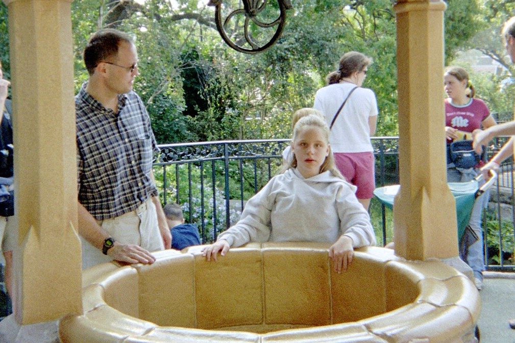 Disney's stellar treatment of the disabled provides many reasons for a wheelchair vacation there. Here we are at the Wishing Well